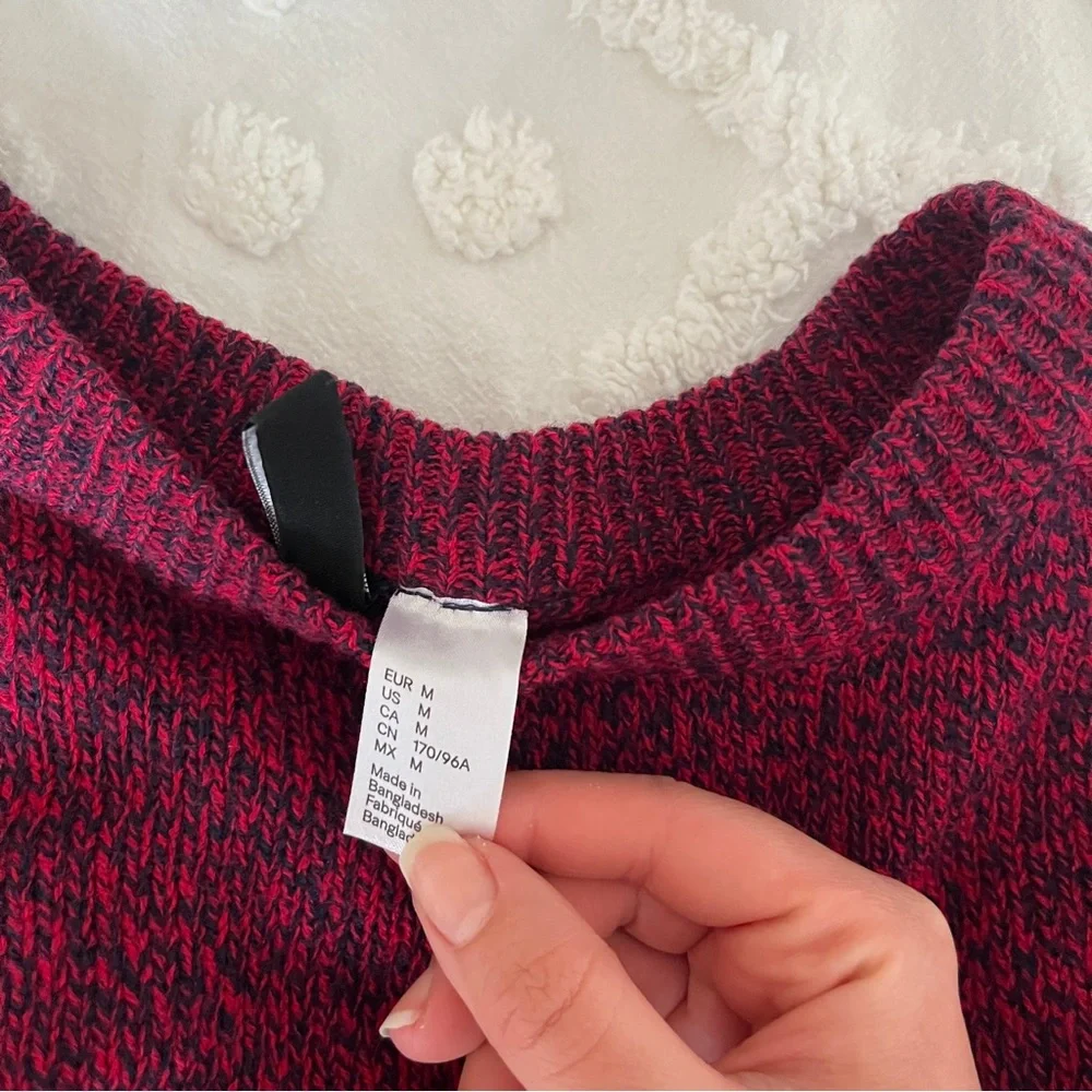 H&M Red Semi Cropped Sweater Long Sleeve - Picture 5 of 5